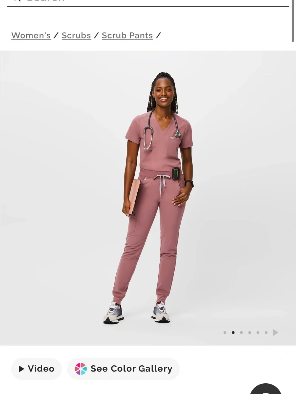 Figs Women's Scrub Set in Dusty Rose Pink M top MP joggers
